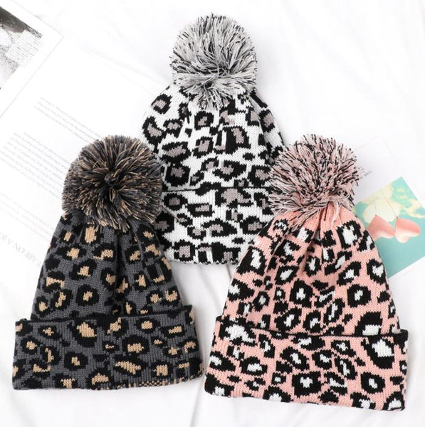 Pom Pom soft leopard beanie – Gia Monet Accessories & Apparel display picture 3