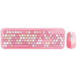 Honeycomb hexagon geometric pink keyboard and mouse