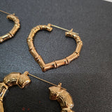Heart shaped bamboo hoop earrings - 3 pairs
