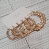 3 piece set of bamboo hoop earrings (gold color)