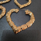 Heart shaped bamboo hoop earrings - 3 pairs