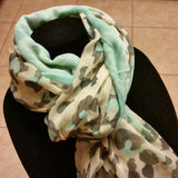 Gia Monet large leopard cheetah mint gray print scarf sarong cover up