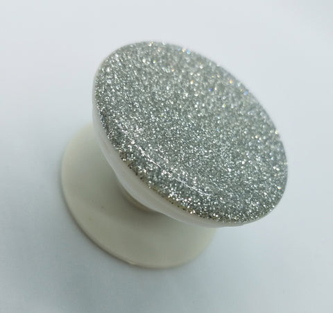 Silver real glitter pop up stand and grip