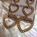 Triple heart chain link drop earrings