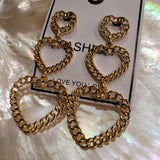Triple heart chain link drop earrings