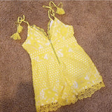 Lacey yellow and white lace romper