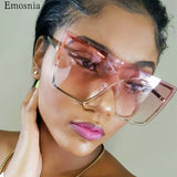 Luxury large frame rimless gradient sunglasses