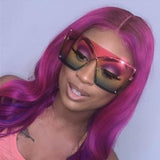 Luxury large frame rimless gradient sunglasses