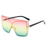 Luxury large frame rimless gradient sunglasses