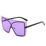 Luxury large frame rimless gradient sunglasses