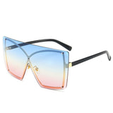 Luxury large frame rimless gradient sunglasses