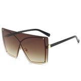 Luxury large frame rimless gradient sunglasses