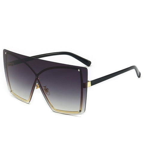 Luxury large frame rimless gradient sunglasses