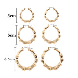 3 piece set of bamboo hoop earrings (gold or silver)