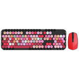 Honeycomb hexagon geometric red black keyboard and mouse
