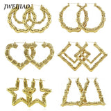 Gia Monet Large bamboo earrings gold and rose gold colors 