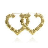 Gia Monet Large bamboo earrings gold and rose gold colors heart