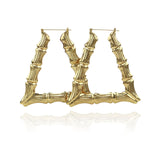 Gia Monet Large bamboo earrings gold and rose gold colors  square