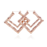 Gia Monet Large bamboo earrings gold and rose gold colors double square