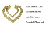 Large bamboo earrings gold and rose gold colors