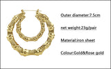 Large bamboo earrings gold and rose gold colors