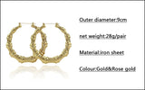 Large bamboo earrings gold and rose gold colors