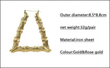 Large bamboo earrings gold and rose gold colors