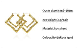 Large bamboo earrings gold and rose gold colors