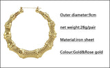 Large bamboo earrings gold and rose gold colors